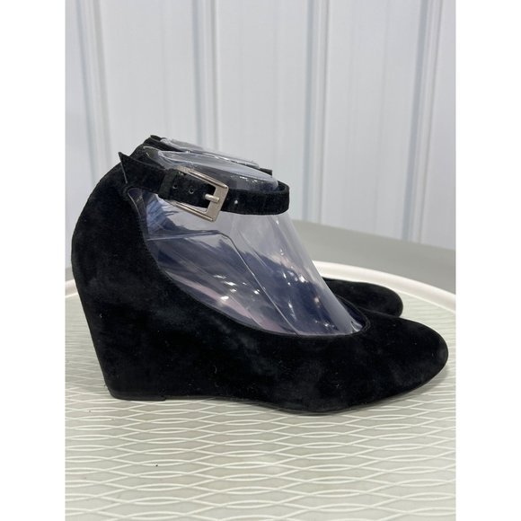 Johnston & Murphy Ankle Strap Wedge Pumps Womens 8 Round Toe Buckle Career Prepp - Picture 6 of 9